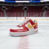 Personalized Custom Calgary Hockey Air Force 1, Hand-Painted Flames Hockey Fan AF1 Sneaker, Adult /Toddler Kids - Image 2