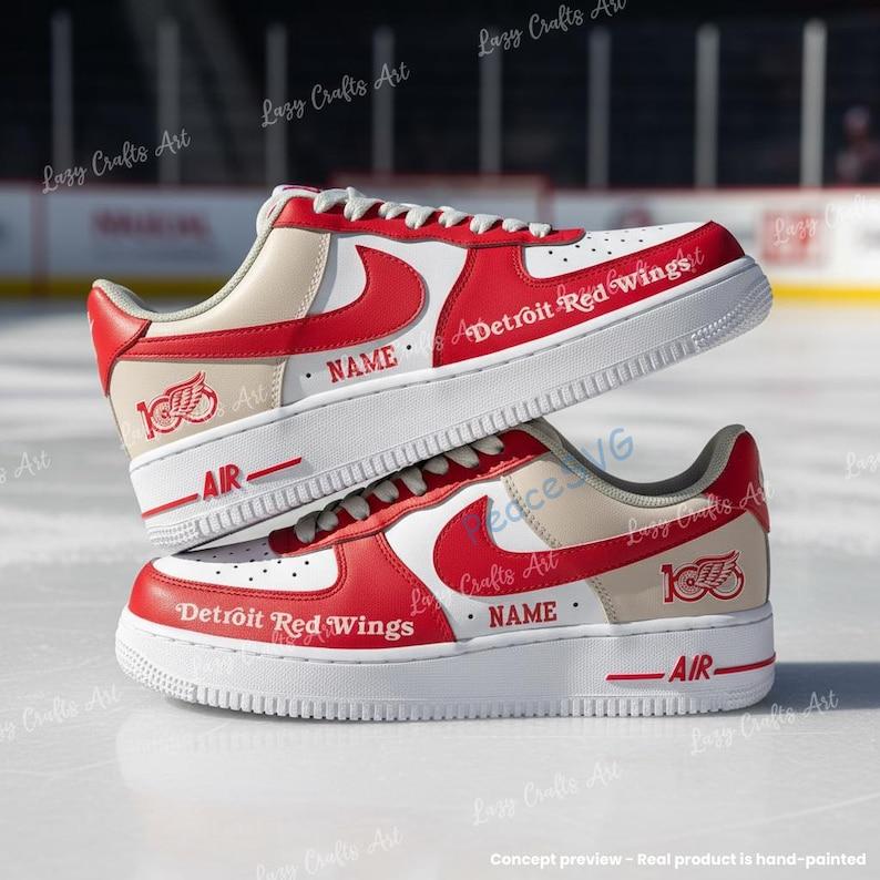 Personalized Custom Red Wings Hockey Air Force 1