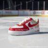 Personalized Custom Red Wings Hockey Air Force 1, Hand-Painted Detroit Hockey Fan AF1 Sneaker, Adult /Toddler Kids - Image 2