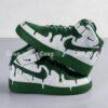 Custom Hand-Painted Green Drip Air Force 1 Mid Sneakers: Personalized AF1 Sneakers