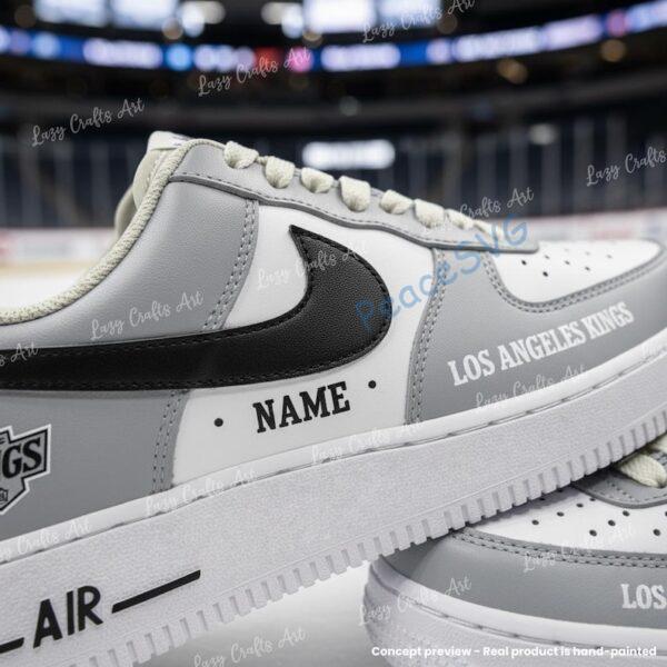 Alternative view of Personalized Custom Los Angeles Hockey Air Force 1, Hand-Painted Kings Hockey Fan AF1 Sneaker, Adult /Toddler Kids