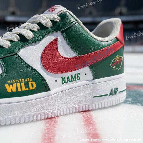 Alternative view of Personalized Custom Minnesota Hockey Air Force 1, Hand-Painted Wild Hockey Fan AF1 Sneaker, Adult /Toddler Kids