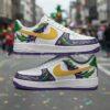 Mardi Gras Custom Air Force 1: Hand-Painted Carnival AF1 Sneakers, Purple Green Gold Feather Art Streetwear Shoes