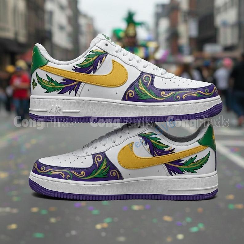 Mardi Gras Custom Air Force 1: Hand-Painted Carnival AF1 Sneakers