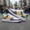 Mardi Gras Custom Air Force 1: Hand-Painted Carnival AF1 Sneakers, Purple Green Gold Feather Art Streetwear Shoes - Image 2