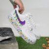 Mardi Gras Custom Drip Air Force 1 Sneakers, Hand-Painted Purple Green Gold Drip AF1 Shoes - Image 2