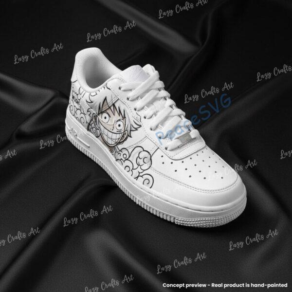 Alternative view of Custom Anime Line Art AF1 – Hand-Painted Black and White Manga Style Air Force 1 Sneakers