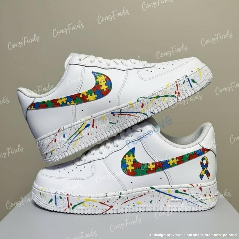 Custom Autism Awareness Air Force 1 Shoes