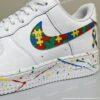 Custom Autism Awareness Air Force 1 Shoes, Autism Ribbon AF1 Sneakers, Hand-Painted Splatter AF1 - Image 3