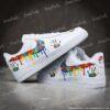 Autism Awareness Hand-Painted Drip Air Force 1 Shoes, Custom Handprint Puzzle AF1 Sneakers - Image 2