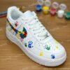 Autism Awareness Hand-Painted Drip Air Force 1 Shoes, Custom Handprint Puzzle AF1 Sneakers - Image 2