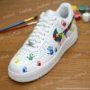 Autism Awareness Hand-Painted Drip Air Force 1 Shoes, Custom Handprint Puzzle AF1 Sneakers - Image 3