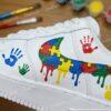 Autism Awareness Hand-Painted Drip Air Force 1 Shoes, Custom Handprint Puzzle AF1 Sneakers - Image 5