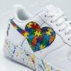 Autism Awareness Custom Air Force 1 Shoes, Hand Painted AF1 Heart Puzzle Sneaker - Image 4
