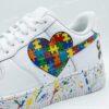 Autism Awareness Custom Air Force 1 Shoes, Hand Painted AF1 Heart Puzzle Sneaker - Image 3