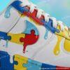 Custom Hand-painted Puzzle Drip Air Force 1 Sneakers: Personalized Autism Awareness AF1 Shoes - Image 4