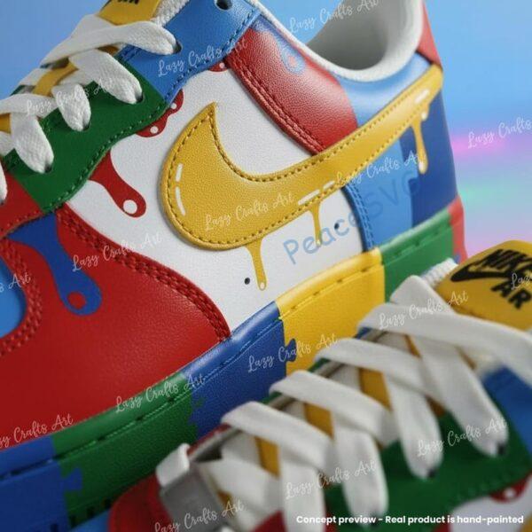 Alternative view of Custom Hand-painted Drip Air Force 1 Sneakers: Personalized Autism Awareness AF1 Shoes
