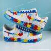 Custom Hand-painted Puzzle Drip Air Force 1 Sneakers: Personalized Autism Awareness AF1 Shoes - Image 6