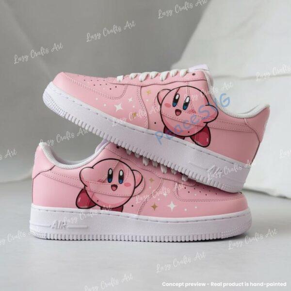 Custom Pink Air Force 1 Shoes, Cute Hand Painted AF1 Low, Kawaii Anime Style Sneakers, Pastel Cartoon Shoes