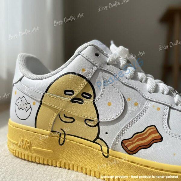Alternative view of Custom Air Force 1 Shoes, Cute Egg Character Hand Painted AF1 Low, Yellow Cartoon Sneakers, Kawaii Food Art Shoes