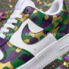 Custom Mardi gras Camouflage Air Force 1, Hand-painted Purple Yellow Green Camo Splatter AF1 Sneaker - Image 6