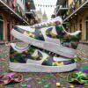 Custom Mardi gras Camouflage Air Force 1, Hand-painted Purple Yellow Green Camo Splatter AF1 Sneaker - Image 6