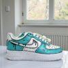 Custom Blue Drip Air Force 1 Sneakers: Hand-Painted Cartoon AF1 Shoes