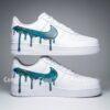 Custom Patina Blue Air Force 1 Shoes, Hand Painted AF1 Drip Sneakers, Blue AF1 - Image 2