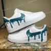 Patina Blue Custom Air Force 1 Shoes, Hand Painted AF1 Paint Drip Sneakers, Trendy Blue AF1