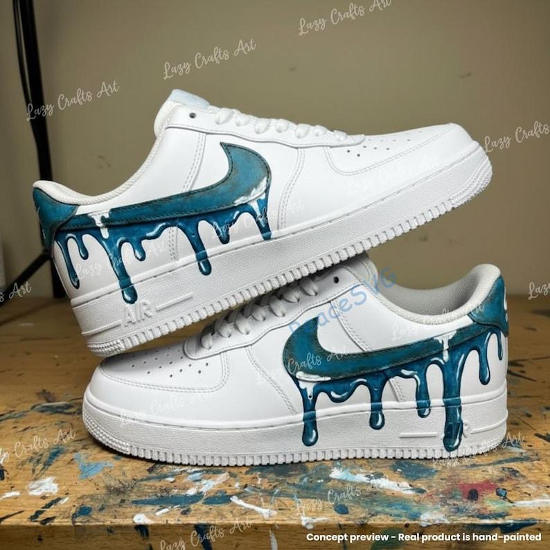Patina Blue Custom Air Force 1 Shoes