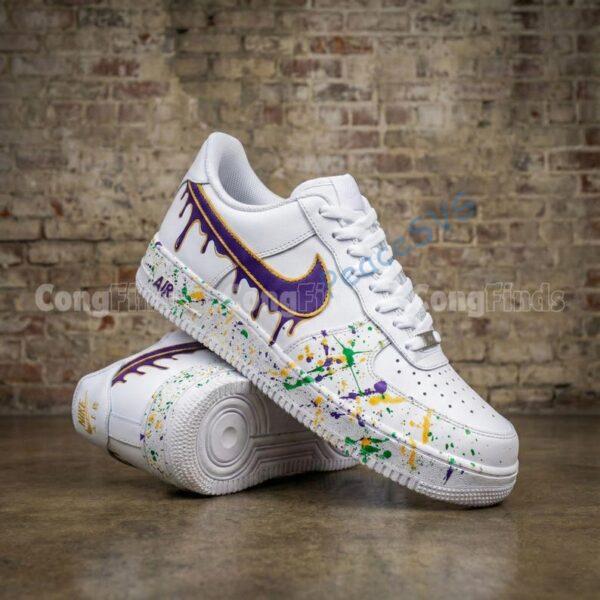Alternative view of Hand-Painted Mardi Gras Drip Air Force 1 Sneakers