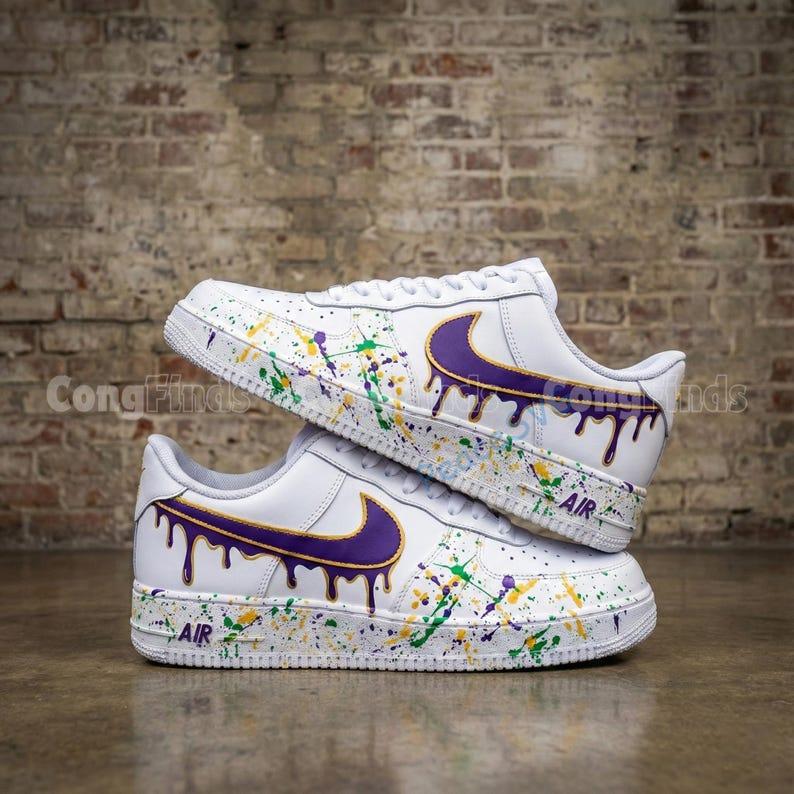 Hand-Painted Mardi Gras Drip Air Force 1 Sneakers