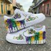 Custom Mardi Gras Air Force 1 Sneakers, Hand-Painted Purple Green Gold Drip AF1 Shoes