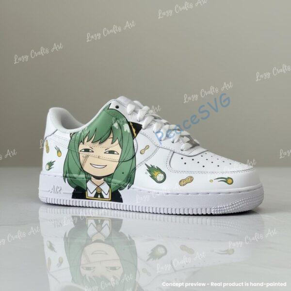 Alternative view of Custom Air Force 1 Shoes, Green Hair Anime Girl Hand Painted AF1 Low, Cute Chibi Cartoon Sneakers, Anime Style Shoes