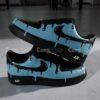 Custom Hand-Painted Patine Blue Drip Black Air Force 1 Sneakers: Personalized AF1 Shoes - Image 3