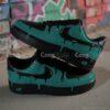 Custom Hand-Painted Green Drip Black Air Force 1 Sneakers: Personalized AF1 Shoes