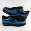 Custom Hand-Painted Dark Blue Drip Black Air Force 1 Sneakers: Personalized AF1 Shoes - Image 3