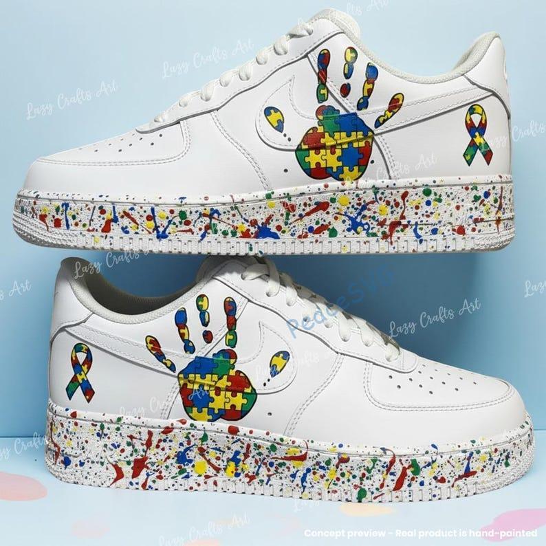 Custom Hand-painted Air Force 1 Splatter Sneakers: Personalized Autism AF1 Shoes