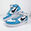 Custom Air Force 1 Mid Sneakers: Hand-Painted Blue Cartoon Drip Sneakers - Image 2