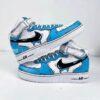 Custom Air Force 1 Mid Sneakers: Hand-Painted Blue Cartoon Drip Sneakers