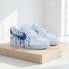 Custom Drip Cartoon Air Force 1 Sneakers, Hand Painted Blue Purple Drip AF1 Shoes - Image 2