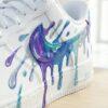 Custom Drip Cartoon Air Force 1 Sneakers, Hand Painted Blue Purple Drip AF1 Shoes - Image 4