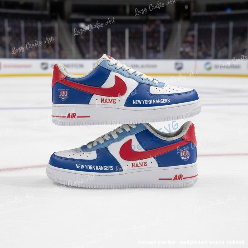 Personalized Hand-Painted New York Hockey Air Force 1