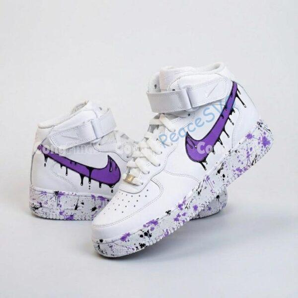 Alternative view of Custom Hand-Painted Drip Air Force 1 Mids Sneakers: Personalized AF1 Mids Sneakers
