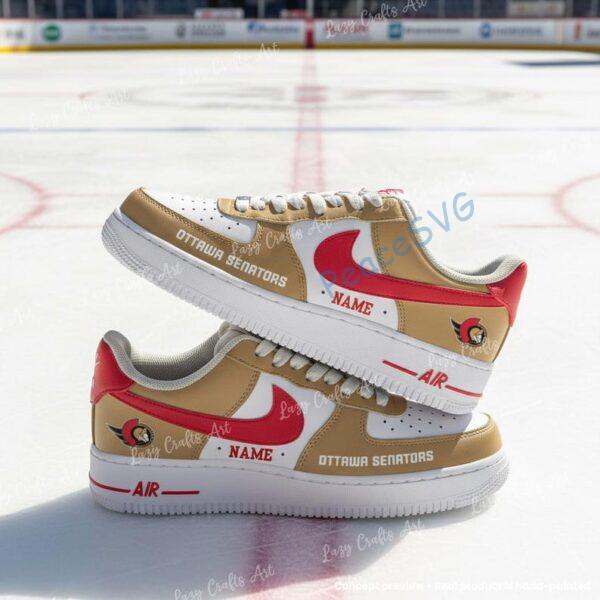 Personalized Hand-Painted Ottawa Hockey Air Force 1, Custom Senators Hockey Fan AF1 Sneaker, Adult /Toddler Kids