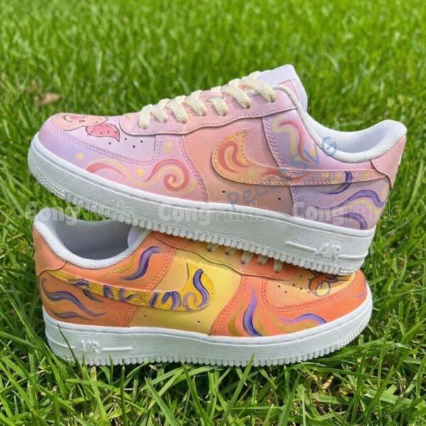 Alternative view of Custom Cartoon Air Force 1 Shoes, Hand Painted Bear and Pig AF1 Sneakers