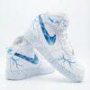 Custom Hand-Painted Blue Lightning Air Force 1 Mid Sneakers: Personalized AF1 Shoes
