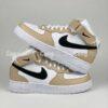 Custom Hand-painted Beige Air force 1 Mid – Personalize Neutral Tone AF1 Sneakers