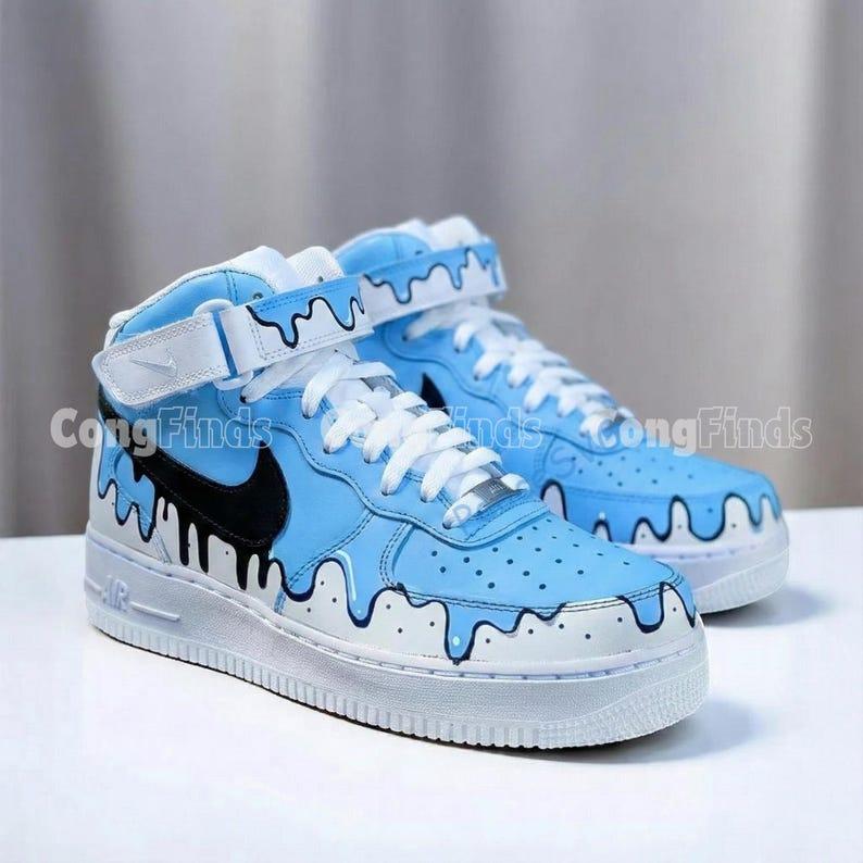 Custom Hand-Painted Drip Air Force 1 Mid Sneakers: Personalized AF1 Shoes