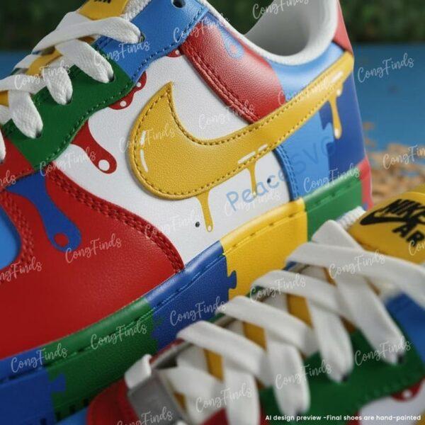 Alternative view of Custom Hand-Painted Air Force 1 Drip Sneakers, Personalized Autism AF1 Shoes